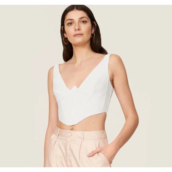 Bardot Top Womens 2 X Small White Bronte Corset Cropped - Picture 3 of 13